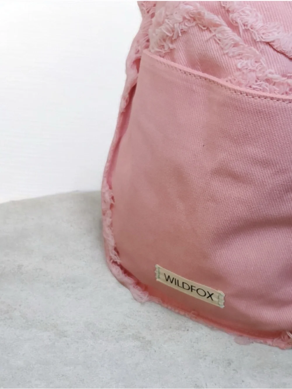Wildfox Blush Pink Frayed Canvas Tote with Adjustable Strap